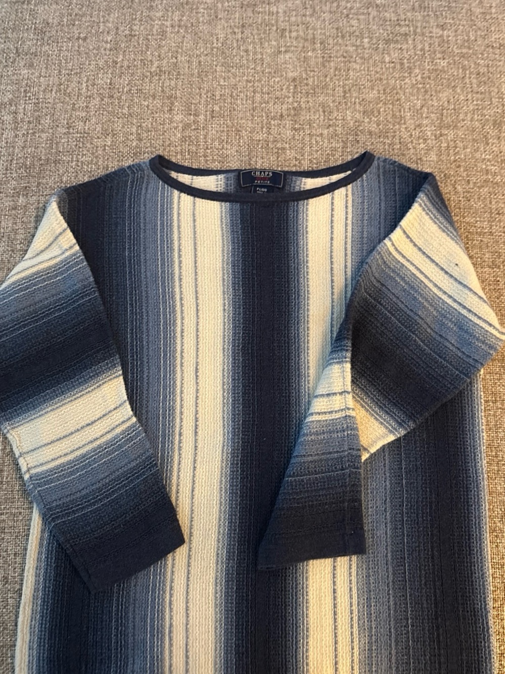 Chaps Petite Striped Knit Top in Navy and Cream